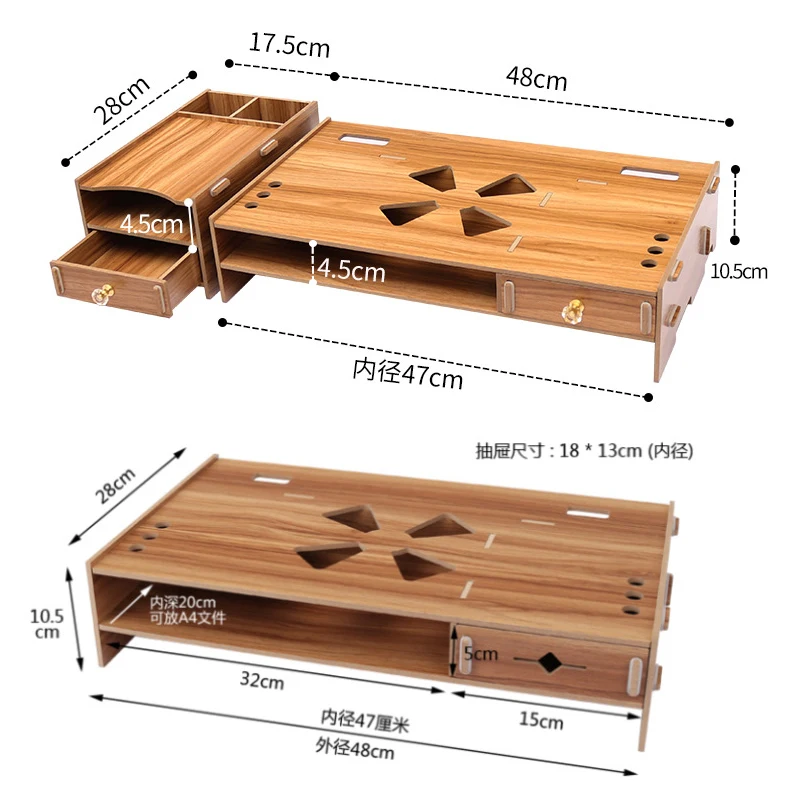 

2021 New Upscale Shelf Laptop Stand For Desk Holder Wood Notebook Stand Desktop Laptop Accessories Multi-function Computer Stand