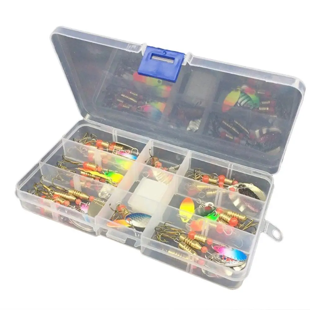 

45% Discounts Hot! 31Pcs/11Pcs Fishing Lures Baits Metal Fish Hooks Rotating Sequins Tackle Kit Box