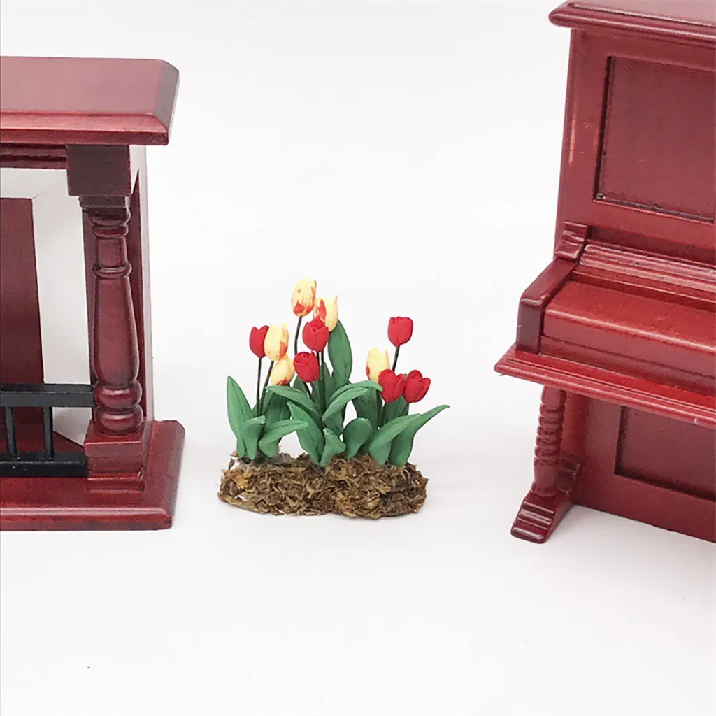 Искусственный мини кукольный домик миниатюрный зеленый цветок в горшке