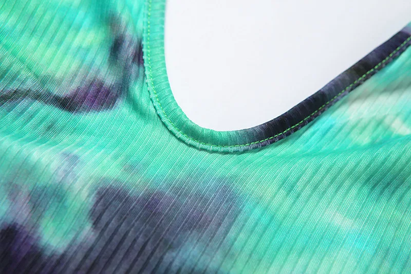 Полый эластичный комбинезон с галстуком-краской для женщин 2020 Сексуальные