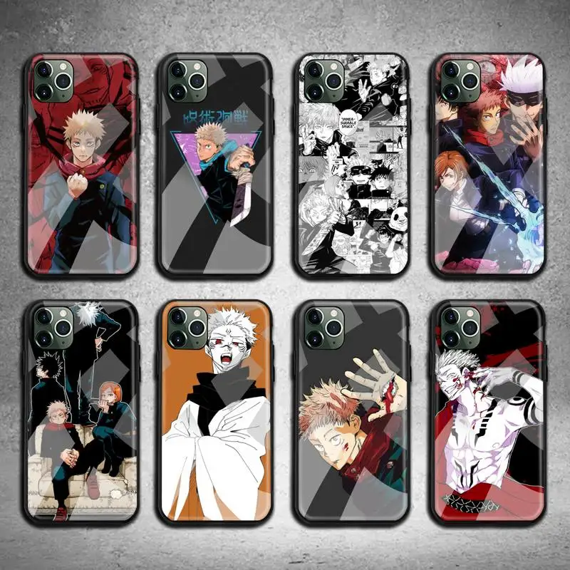 

Jujutsu Kaisen Anime Phone Case Tempered Glass For iPhone 12 pro max mini 11 Pro XR XS MAX 8 X 7 6S 6 Plus SE 2020 case