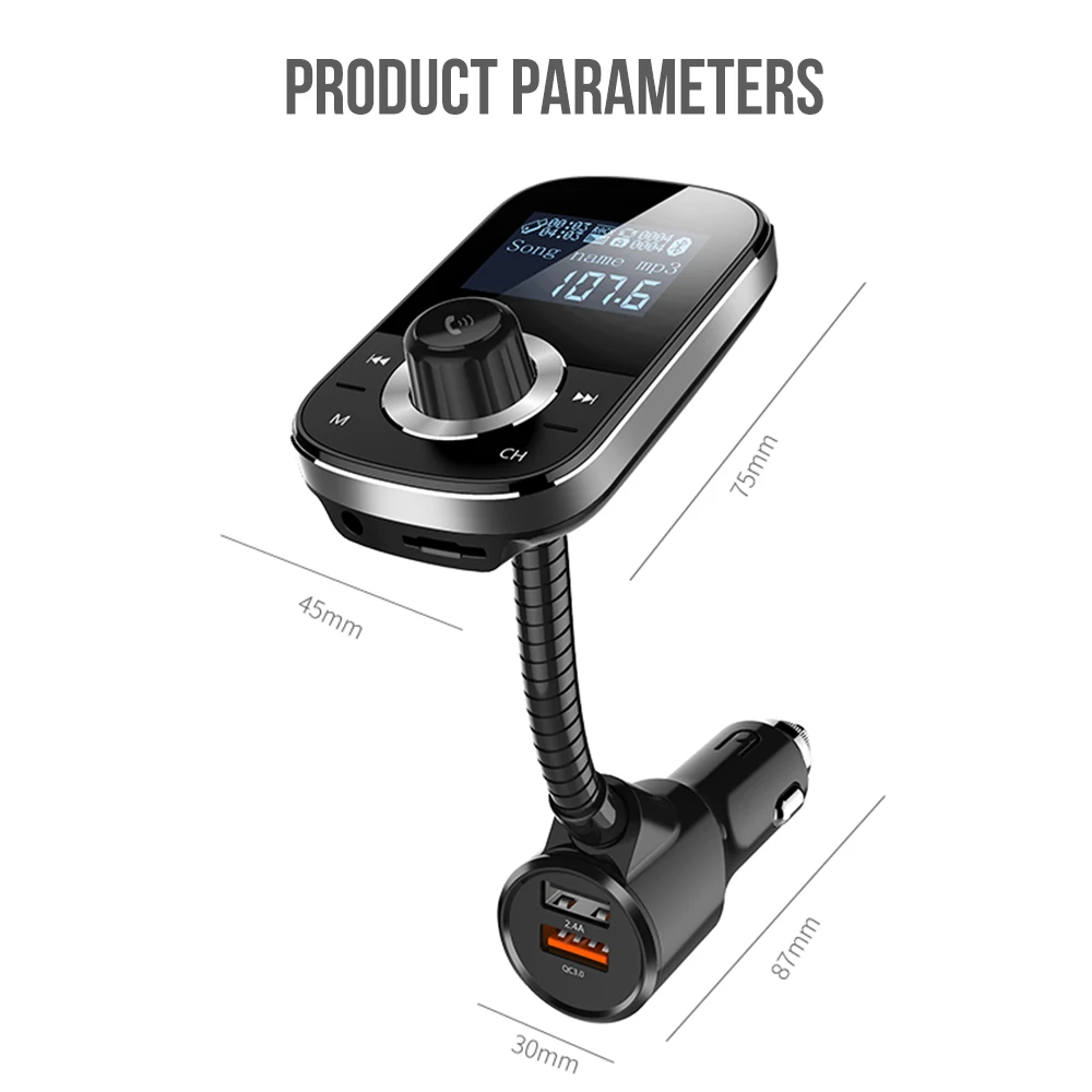 Многофункциональный автомобильный комплект MP3 музыкальный fm-передатчик DC12V QC 3 0