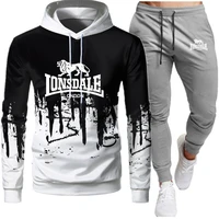 2021the new lonsdale printed pullover hoodie mens cardigan autumnwinter hoodie plus velvet sportswear sports casual pants