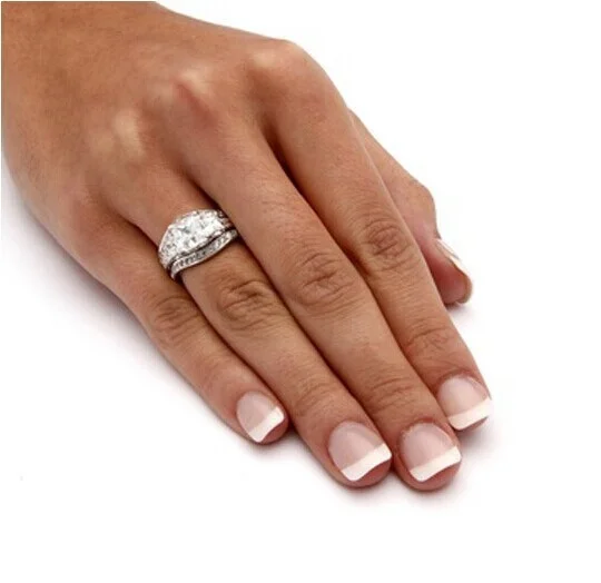 Роскошные комплекты колец из трех камней с имитацией бриллиантов 3 в 1