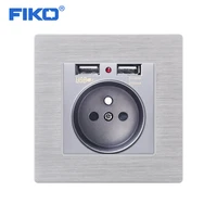 fiko aluminum alloy panel16a french standard dual usb household french standard electric socket with usb 8686mm electric outlet
