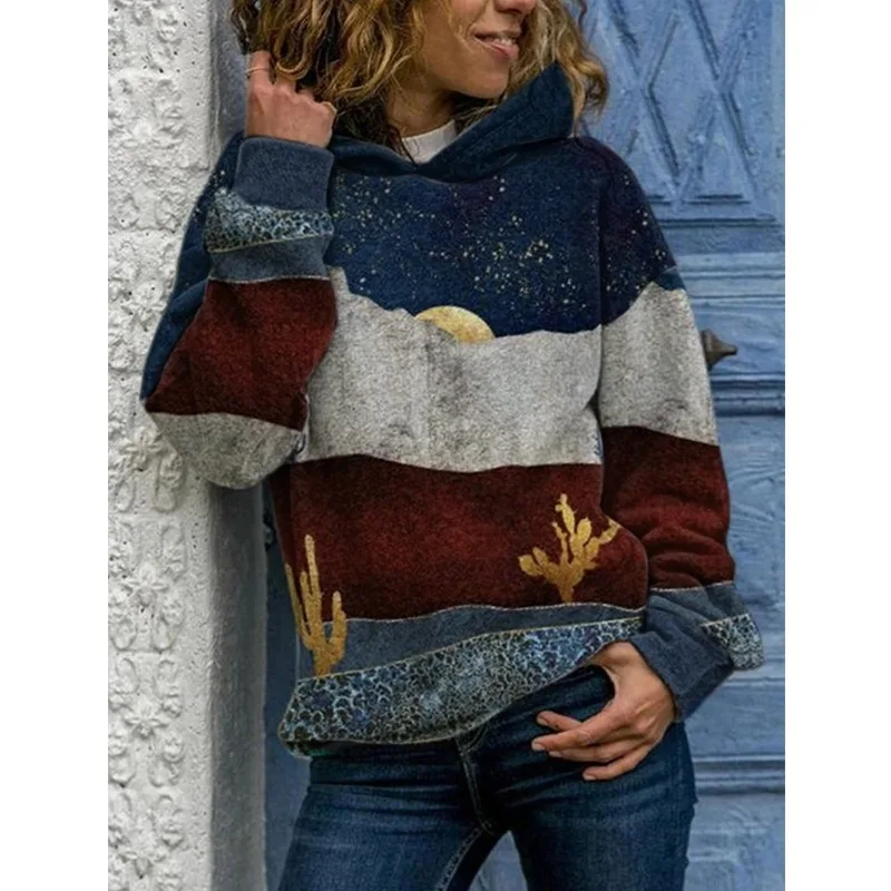 

Худи женское свободное с длинным рукавом и круглым вырезом