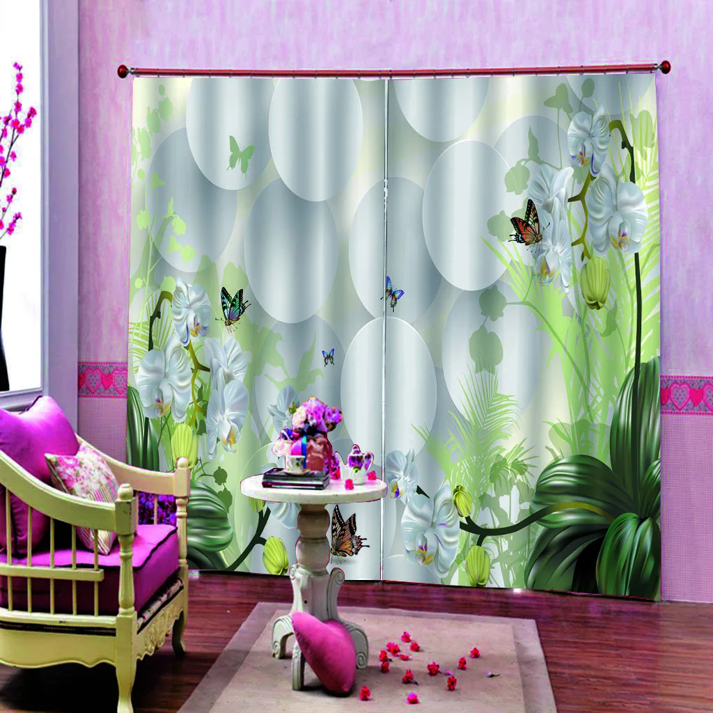 Белые цветочные шторы бабочки с цветочным принтом китайские индивидуальные 3D