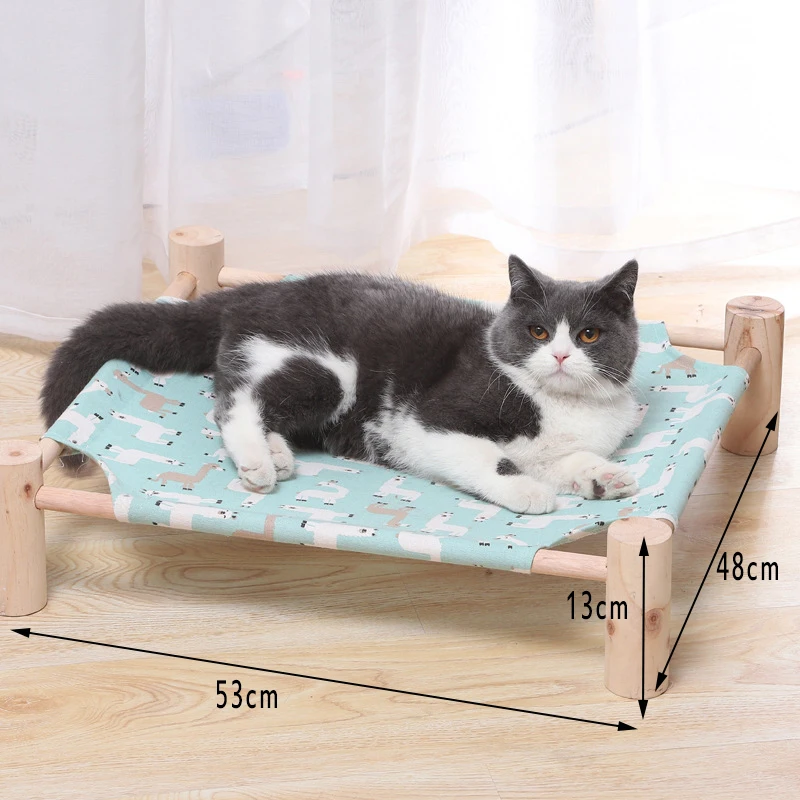 Cat and Dog Bed Moisture-proof in all Seasons Nest Portable Solid Wood Rabbit Small Kennel Washable Canvas Pet | Дом и сад