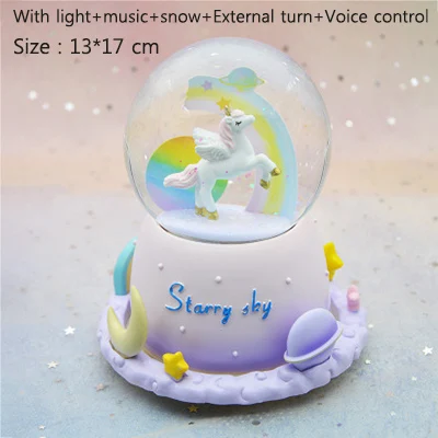 Purple-external turn Fantacy Starry Sky Universe Miniature Model Snow Globe Crystal Ball Christmas Music Box Christmas Home Decoration Birthday Gift - Цвет: Purple-external turn