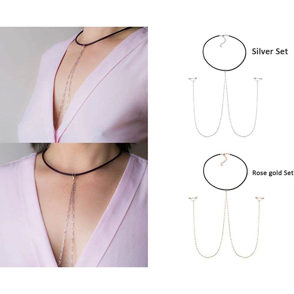 Кольца-штанги для сосков с цепочкой и кожаным ожерельем кольцо ювелирные изделия