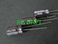 50pcs new nichicon pw 50v47uf 6 3x11mm electrolytic capacitor 50v 47uf high frequency long life pw 47uf50v
