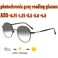titanium round anti blu light ultralight photocromic gray reading glasses for men women1 0 1 5 1 75 2 0 2 5 3 3 5 4