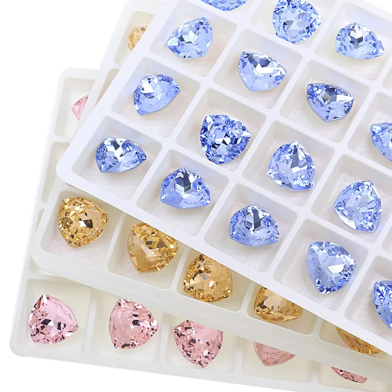 12 мм Смешанные Красочные толстые треугольные стеклянные хрустальные стразы