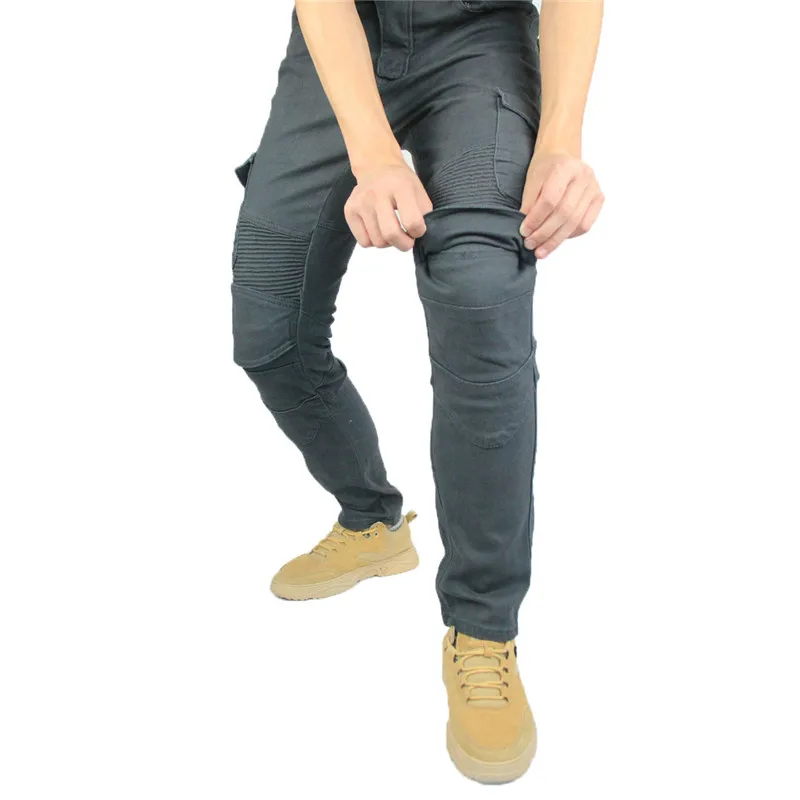 Классические мотоциклетные джинсы облегающие брюки из денима с защитой от