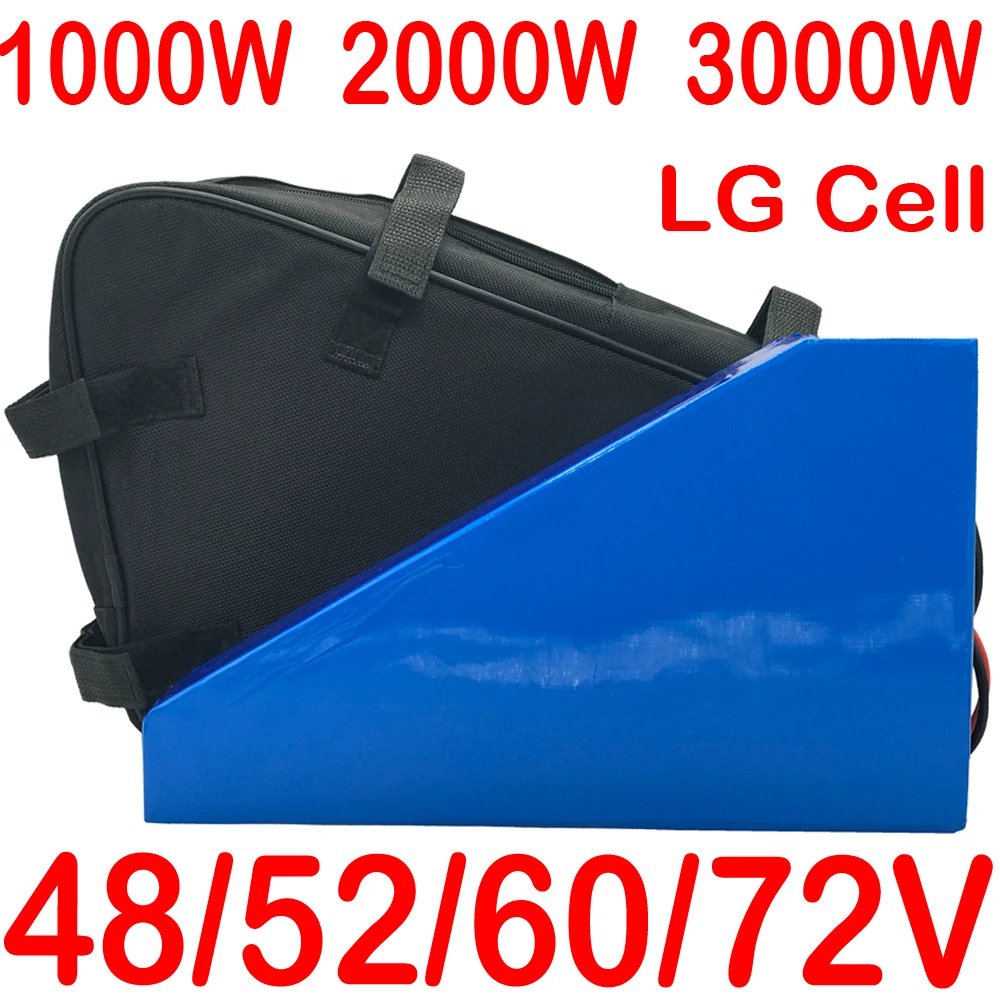 

48V 52V 60V 72V 1000W 2000W 3000W Triangle eBike Battery 48V 52V 20AH 25AH 30AH 35AH Electric Bike Lithium Battery Use LG Cell