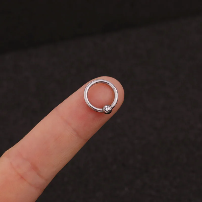 1piece 16G Stainless steel Hoop Hinged Segment Clicker Ring Cz Cartilage Helix Daith Earring Ear Nose septum Piercing Jewelry | Украшения и