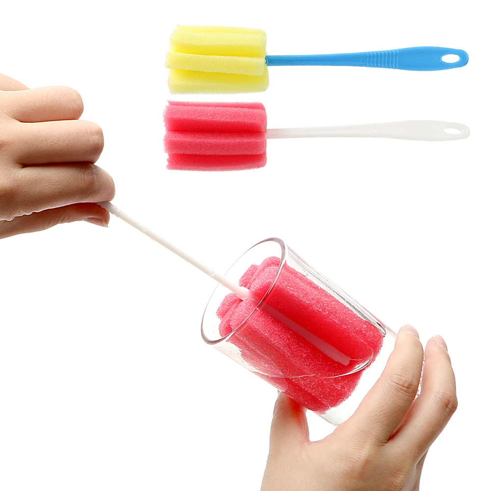 

Multi Long Handle Soft Sponge Brush for Wineglass Bottle Coffee Mug Tea Glass Cup Cleaner Kitchen Cleaning Tool Random Color