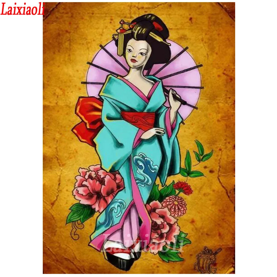 Японское кимоно для девочек Восточная женщина гейши сделай сам 5d алмазная