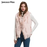 2021 new arrivals real rabbit fur knitted vest women fashion gilet winter warm raccoon fur waistcoat s1700