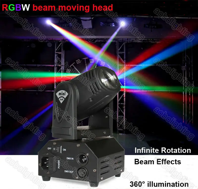 Мини-прожексветильник с подвижным лучом 10 Вт светодиод Cree RGBW для баров клубов