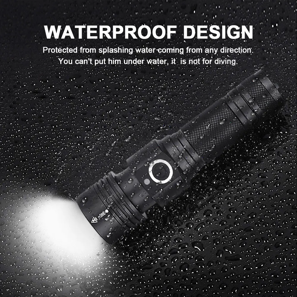 Суперъяркий светодиодный фонарик XHP50 самый мощный с фокусировкой охотничий