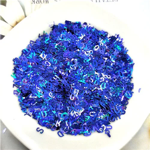 Laser blue 10g Ультра-тонкая PET блестки 5 мм Письмо Лазерный блеск 3D блестка для ногтей пайетки Eo-Friendly свободные блестки для украшения для ногтей 10 г - Цвет: Laser blue 10g