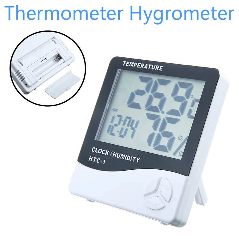 

Цифровая метеостанция с термометром и гигрометром, измеритель температуры и влажности, комнатный и уличный датчик с часами