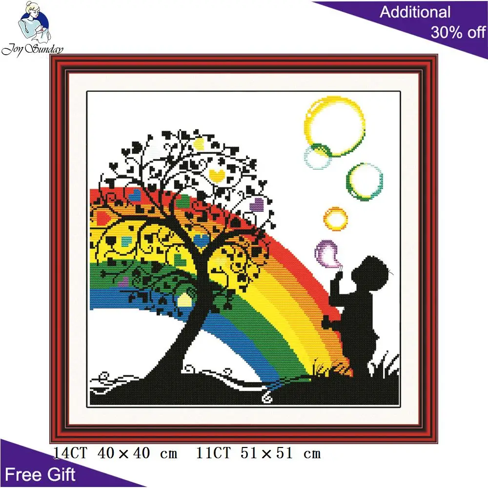 Радужный Пузырь Joy Sunday для мальчика и девочки домашний декор R075(1) R075(2) 14CT 11CT наборы