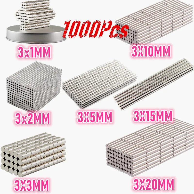 1000 шт. неодимовые магниты N35 NdFeB небольшие круглые 3x1 3x2 3x3 3x5 мм|neodymium magnet|magnet