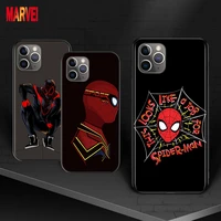soft tpu cover hot marvel spiderman art for apple iphone 12 11 se xs xr x 7 8 6 5 s mini plus pro max 2020 black phone case