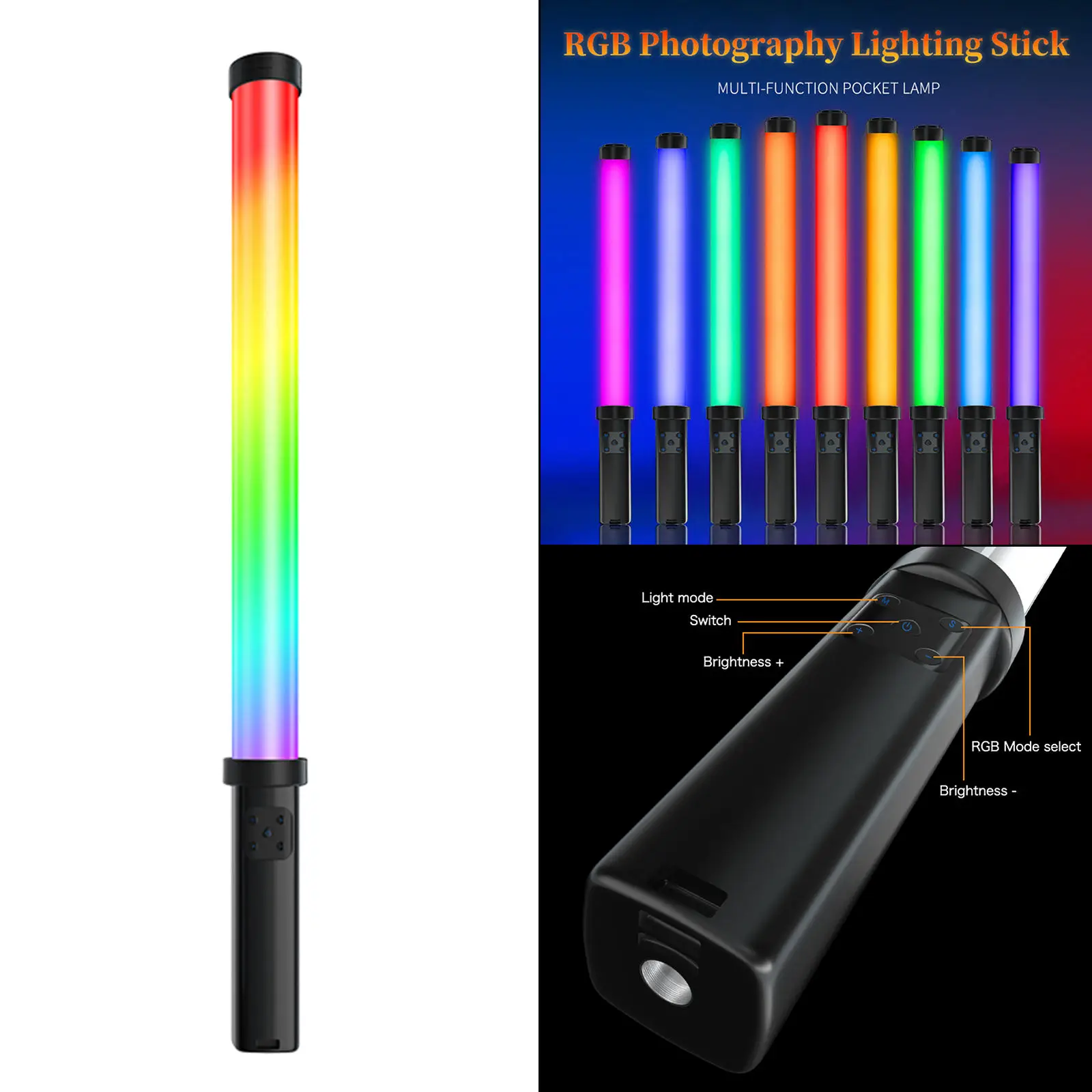 RGB ручной светодиодный светильник встроенная аккумуляторная батарея палка для