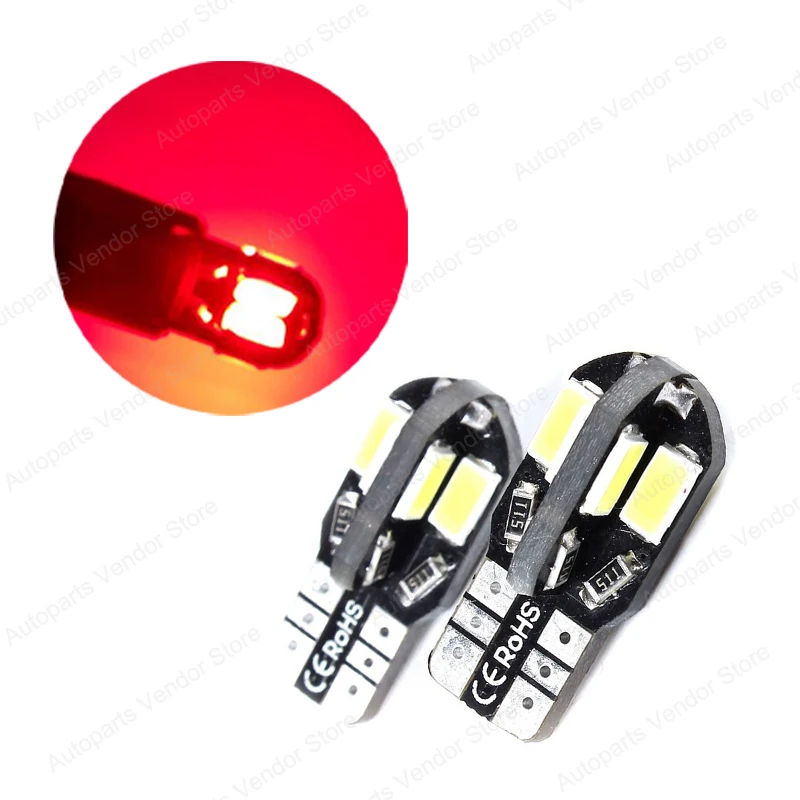 

10Pcs Red T10 W5W 5630 8SMD LED Canbus Error Free Car Bulbs 168 194 2825 Clearance Lamps License Plate Reading Lights 12V