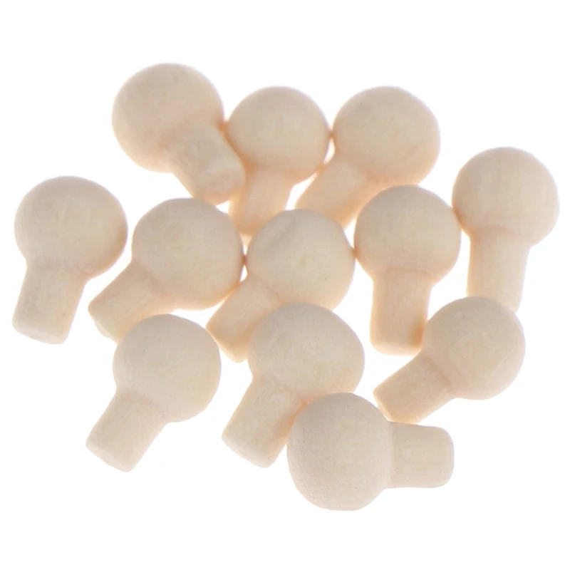 

12 Pieces 1/12 Scale Miniature Unpainted Natural Wood Color Drawer Round Pull Handles Dollhouse DIY Fixtures Tools Accessory