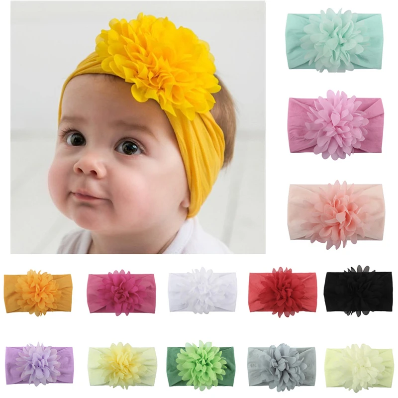 

Baby Girl Fashion Cute Flower Hairband Newborn Infant Toddler Kids Casual Solid Headbands Turban Elastic Stretchy Headwear
