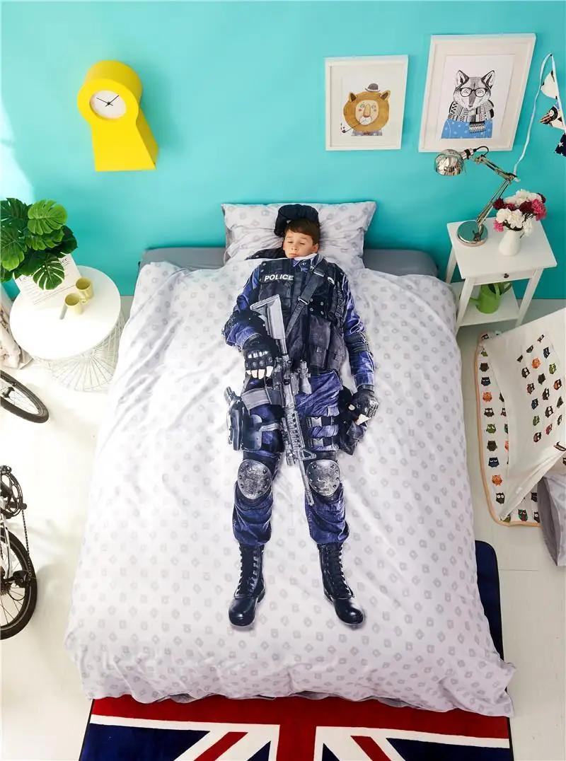 

42Dog принт 100% хлопок Дети Постельное белье Twin Queen Размер Комплект постельного белья один двойной одеяло, покрывало на кровать/плоский лист на...