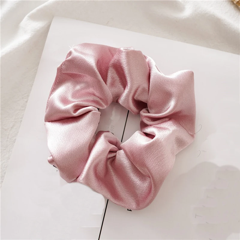 

2021 Summer women solid color pure silk Stretch Hairbands scrunchies cute gum basic Hair Tie Accessories Ponytail Holder