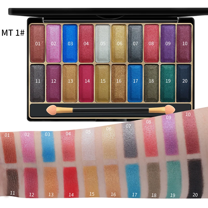

20 Colors Eyeshadow Pallete Makeup Wet Powder Professional Long Lasting Waterproof Eye Shadow Palette Pearl Shimmer Cosmetics