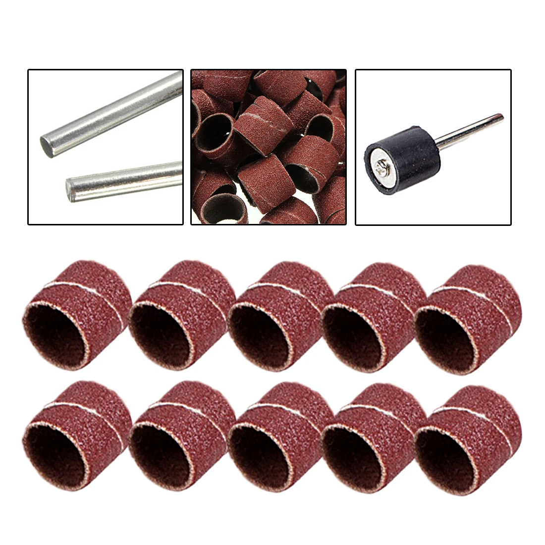 

Dremel Accessories Drill Bits Electrical Tools Top 10Pcs Grit 80# Sanding Bands +3.17mm Sander Drum Mandrel Rotary Tool Nail