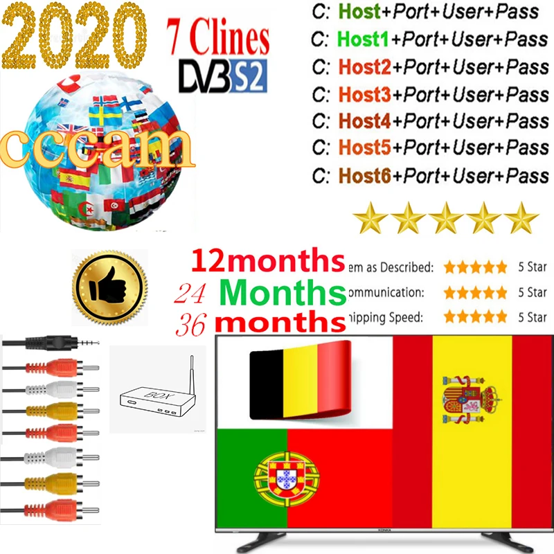 Cccam Европа сервер для От 1 до 3 лет Европа Испания Португалия Франция DVB-S2 Freesat V7, V7S HD, V8 Super, V8 NOVA спутниковый ресивер