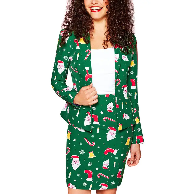2 шт. Рождественский женский осенний и зимний комплект модный костюм с длинным