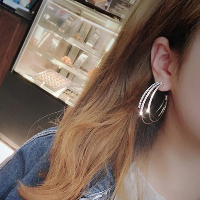 Модные женские серьги с кристаллами для женщин 2020 серебряные золотые большие