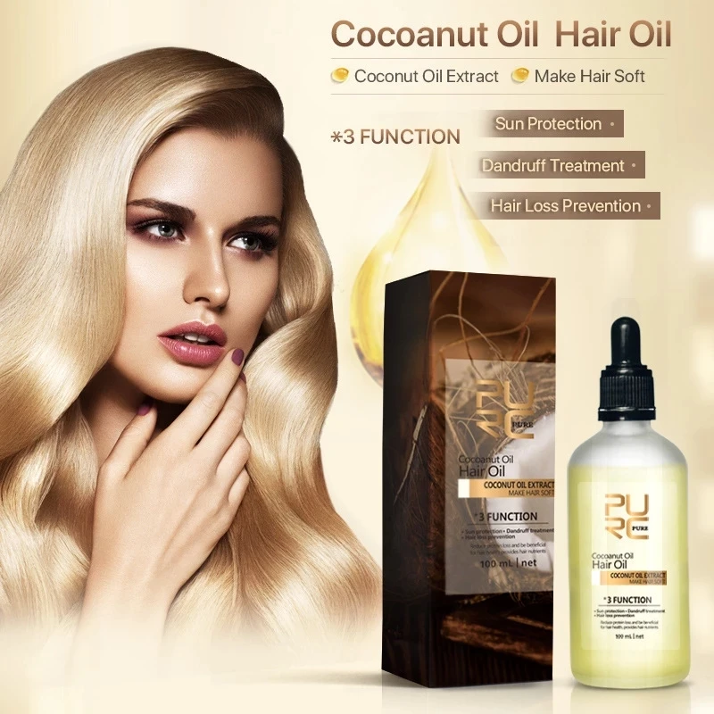 

PURC Hair Care 100ml Coconut Oil Hair Loss Prevention Smoothing Repair Frizz Dandruff Hair Scalp Treatments