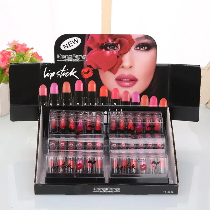 Bullet Head Black Tube Lipstick Set 12pcs Mini Matte Waterproof Lip Glaze Set