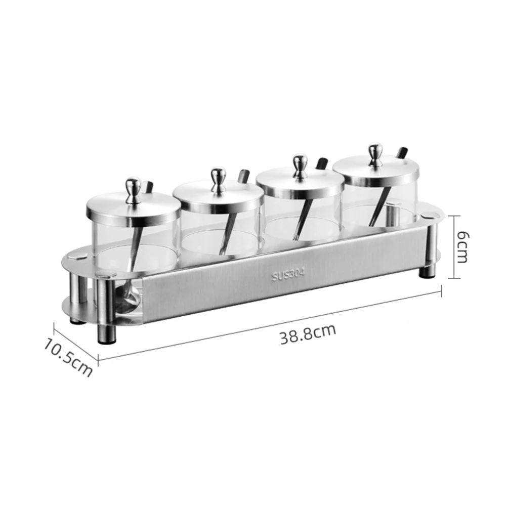 

1 Set Condiment Container Seasoning Jars with Rack and Spoon for Kitchen