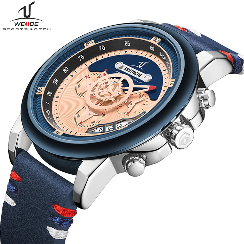 Новые Креативные мужские часы Топ бренд класса люкс Хронограф Кварцевые кожаные