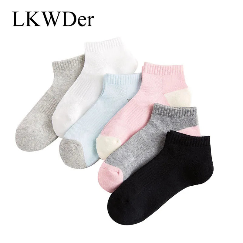 

LKWDer/5 пар, новые женские носки, дышащие, впитывающие пот, одноцветные, женские спортивные носки-башмачки, Meias, хлопок