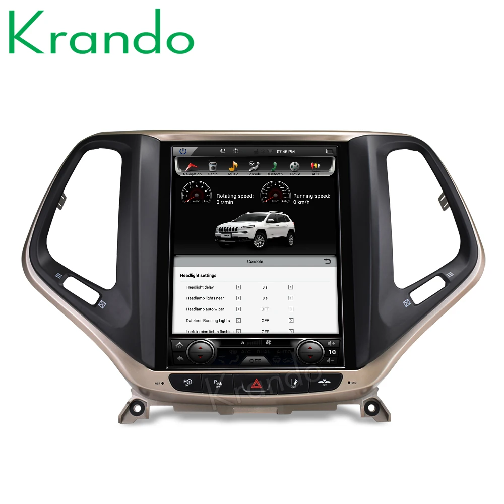Krando Android 8,1 10," Tesla вертикальный автомобильный проигрыватель с радио и GPS для Jeep Cherokee+ навигационная мультимедийная система wifi