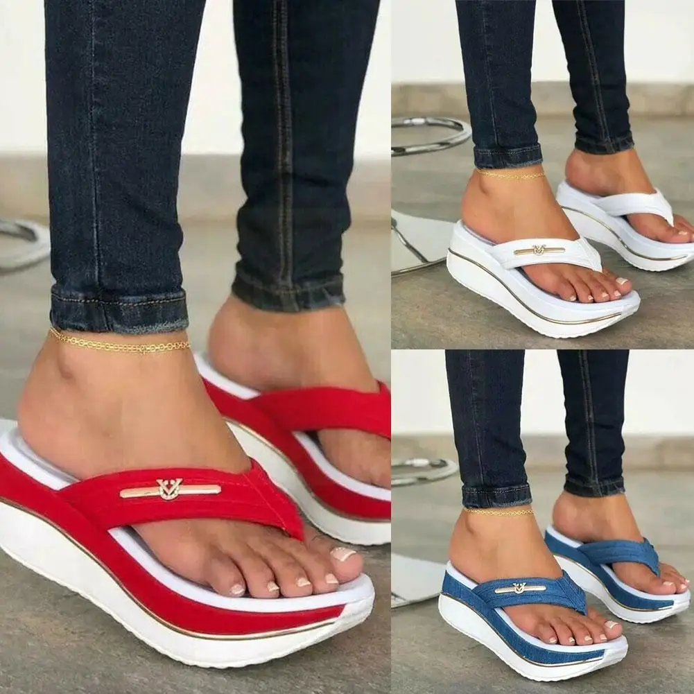 

Шлепанцы женские на платформе, танкетка на толстой подошве, простые повседневные тапочки, большие размеры, лето 2021