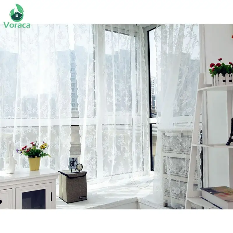 

Lace Door Curtain Nordic Free Perforation White Lace Window Curtain French Korean American Pastoral White Screen Curtain Door