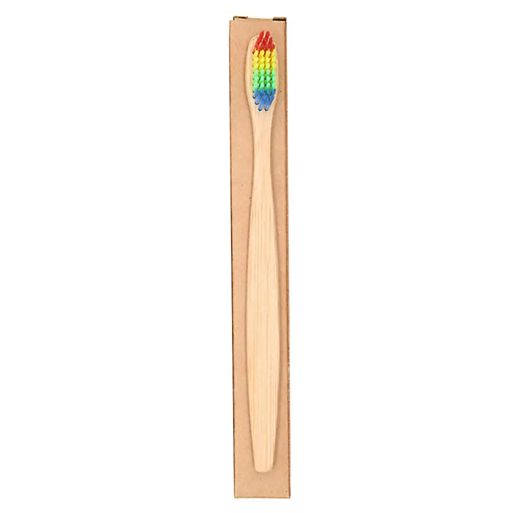 

Natural Bamboo Environment Toothbrush Made with Rainbow Nylon Infused Bristles in Recycled Biodegradable